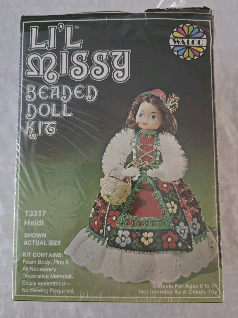 Walco Li'l Missy Beaded Doll Kit Sequin Vintage Heidi #13317